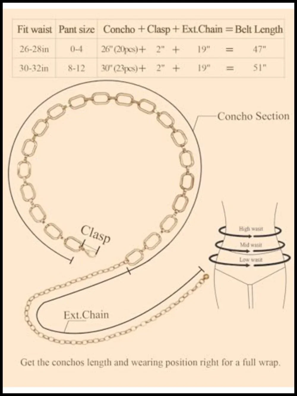 Thick Gold Metal Chain Waist Belt with Clasp Closure